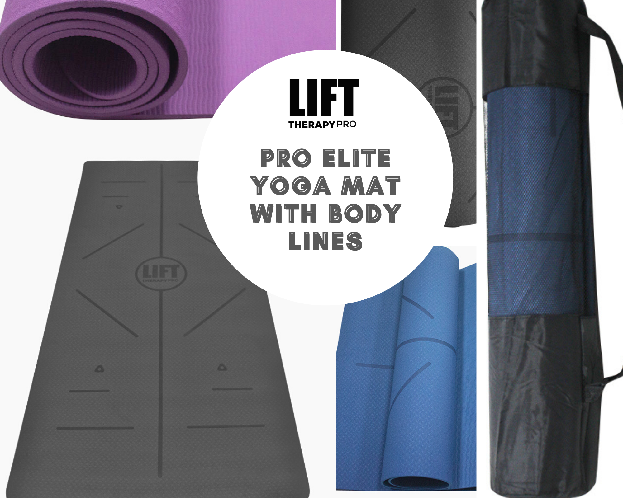 PRO ELITE LONG YOGA MAT WITH BODY LINES – Lift Therapy PRO